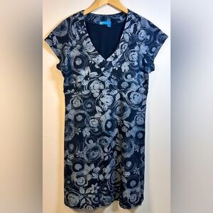 Fresh Produce Floral Short Sleeve V Neck Swing Dress Size Medium Cotton